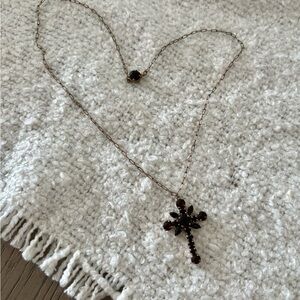 Antique Garnet Cross Pendant Necklace